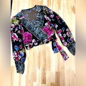 Anna Sui Burnout Sheer Wrap Blouse